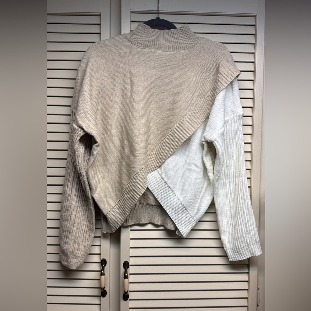 Two-Tone Beige and White Women Sweater